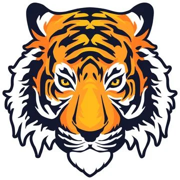 Tiger Face Expression Illustration. Tattoo Art. Vector. Stock Illustration