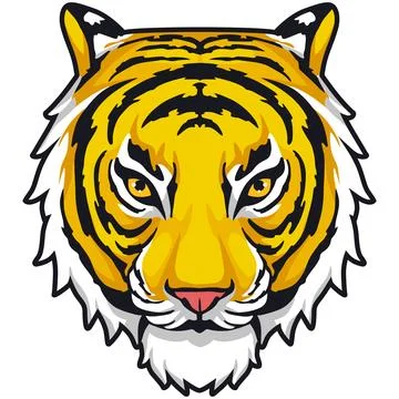Tiger Face Expression Illustration. Tattoo Art. Vector. Stock Illustration