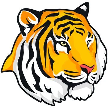 Tiger Face Expression Illustration. Tattoo Art. Vector. Stock Illustration