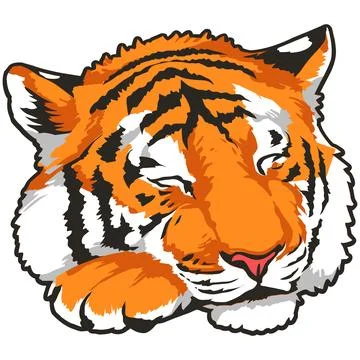 Tiger Face Expression Illustration. Tattoo Art. Vector. Stock Illustration