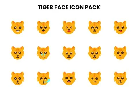 Tiger Face Flat Bundle Icons Pack Stockillustratie