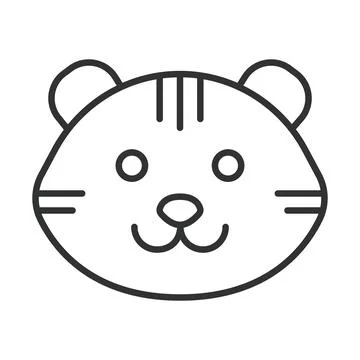 Tiger face, icon in line design. tiger, animal, wild, stripes, predator, mammal Illustration