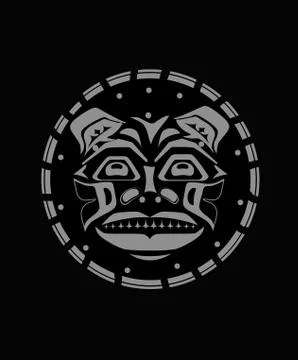 Tiger face indigenous pattern style Stock Illustration