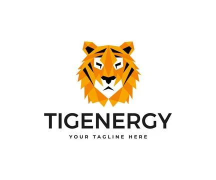 Tiger Face Logo Design. Predator Vector Design. Wild Animal Polygon Illustration Stock Illustration