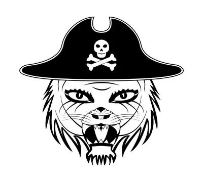 Tiger face pirate icon Stock Illustration