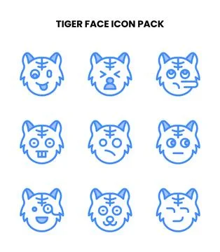 Tiger Face Two Colour Design Icons Pack Stock Illustration
