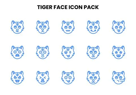 Tiger Face Two Colour Graphics Icons Pack Stockillustratie