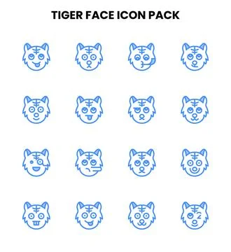 Tiger Face Two Colour Icons Pack Stockillustratie