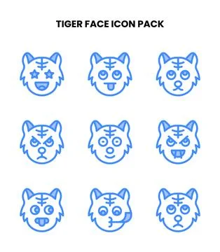 Tiger Face Two Colour Scalable Icons Pack Stock Illustration
