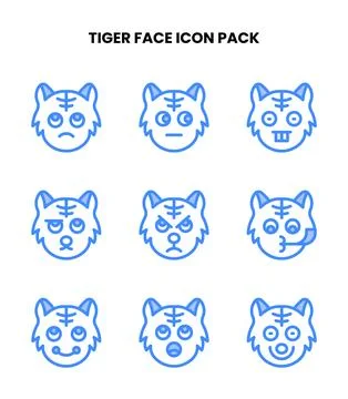 Tiger Face Two Colour Vector Icons Pack Stockillustratie