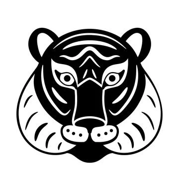 Tiger face vector background. Black and white color, monochrome. Graphic design 스톡 일러스트