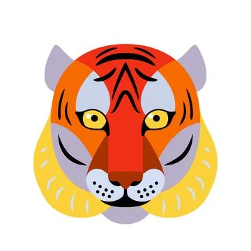 Tiger face vector background. Graphic design animal element for chinese new year Illustrazione stock