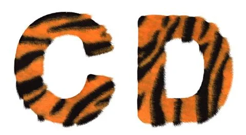 Tiger fell c and d letters isolated Stock Illustration