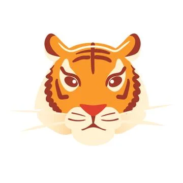 Tiger flat head on white background. Orange big cat mask Isolated vector icon Stock Illustration