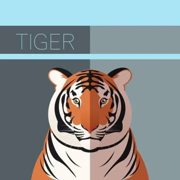 Tiger flat postcard Stock Illustration