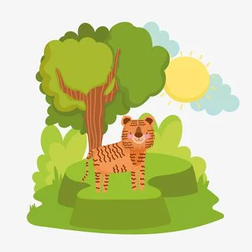 Tiger in the forest Stock Illustration