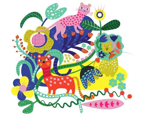 Tiger in the forest Stock Illustration