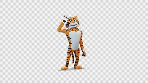 Tiger greeting Video Loop and Alfa Channel 库存影片 163285642