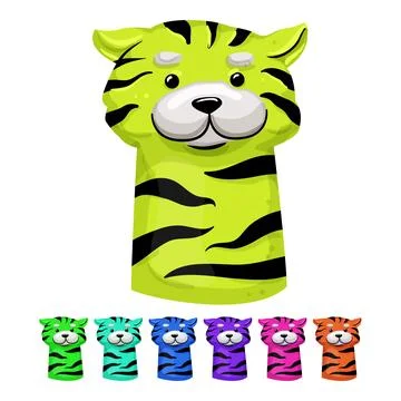 Tiger hand puppet cartoon vector graphic Stock Illustration