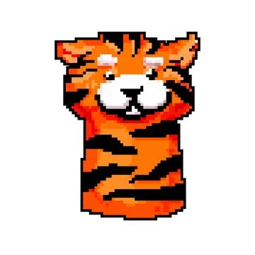 Tiger hand puppet game pixel art vector illustration Stock Illustration