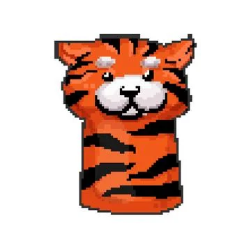 Tiger hand puppet pixel art vector illustration Stock Illustration