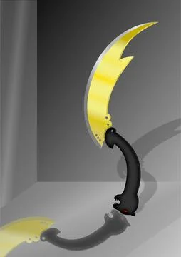 Tiger handle spear knife Stock Illustration