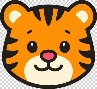 Tiger Head Cartoon Vector - Bold Jungle Cat Stock Illustration