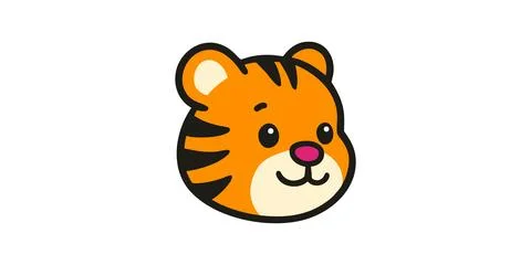 Tiger Head Cartoon Vector – Playful Animal Illustration Stock Illustration