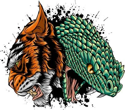 Tiger head in detailed style vector illustration design Illustrazione stock