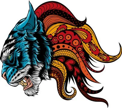 Tiger head in detailed style vector illustration design Stock Illustration