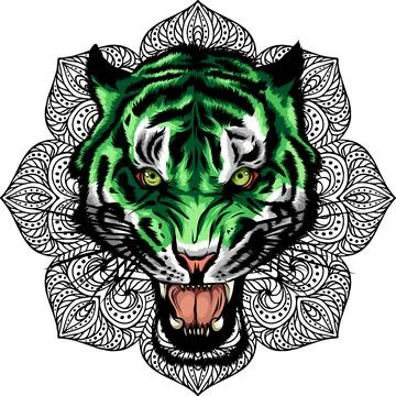 Tiger head in detailed style vector illustration design Illustrazione stock