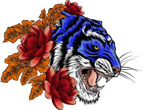 Tiger head in detailed style vector illustration design 스톡 일러스트