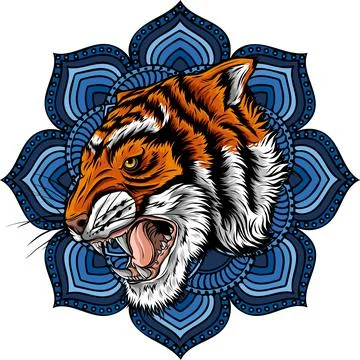 Tiger head in detailed style vector illustration design Stock Illustration