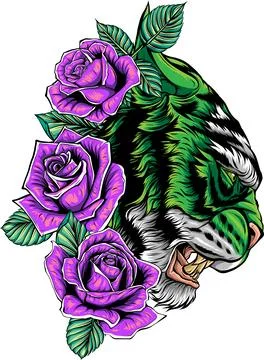 Tiger head in detailed style vector illustration design Stock Illustration