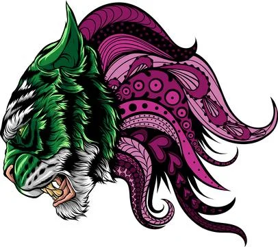 Tiger head in detailed style vector illustration design Stock Illustration