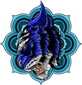 Tiger head in detailed style vector illustration design Illustrazione stock