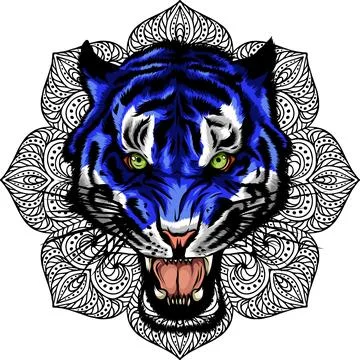 Tiger head in detailed style vector illustration design Stock Illustration
