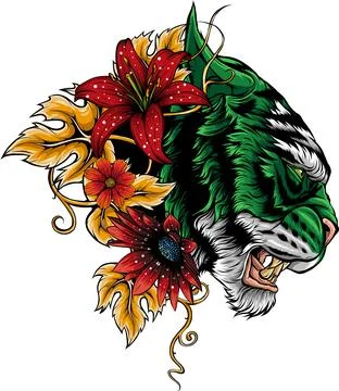 Tiger head in detailed style vector illustration design Illustrazione stock