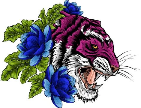 Tiger head in detailed style vector illustration design Stock Illustration