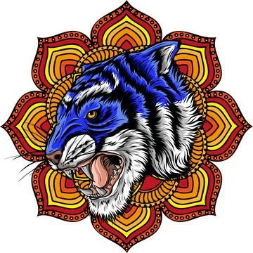 Tiger head in detailed style vector illustration design Stock Illustration