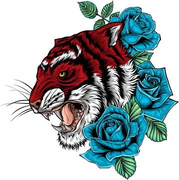 Tiger head in detailed style vector illustration design Stock Illustration