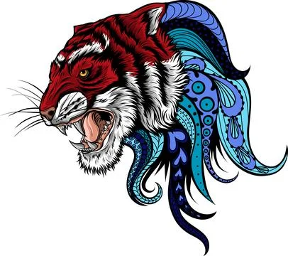 Tiger head in detailed style vector illustration design 스톡 일러스트