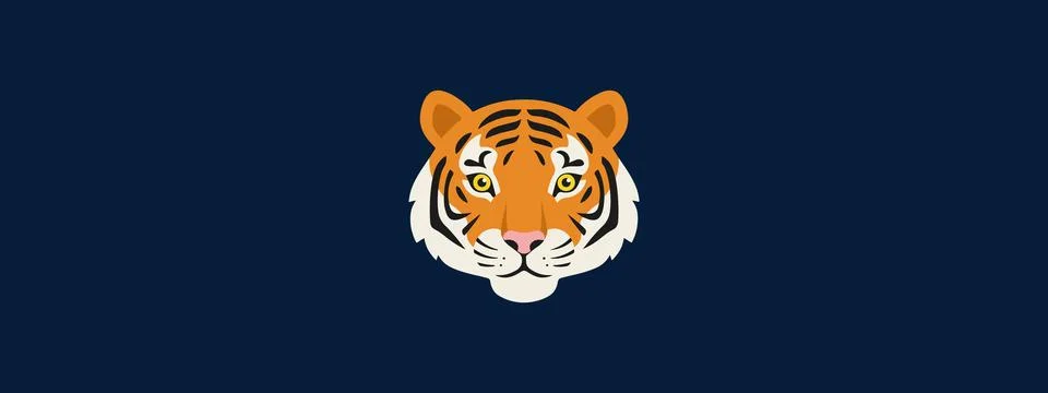 Tiger Head Face Illustration Vector – Fierce Animal Artwork for Logos Stock Illustration