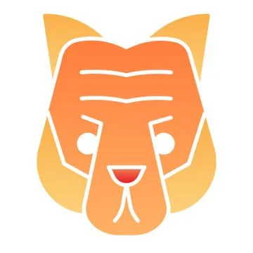 Tiger head flat icon. Artistic mascot of wild animal face silhouette. Animals イラスト素材