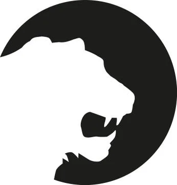 Tiger head in front of the moon Stock Illustration