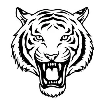 Tiger head icon in black and white. Tiger head design Stock Illustration