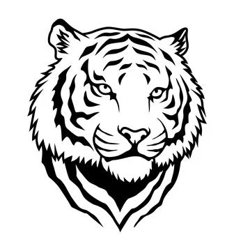 Tiger head icon in black and white. Tiger head design Stock Illustration