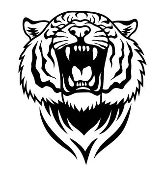 Tiger head icon in black and white. Tiger head design Stock Illustration