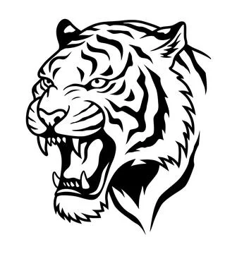 Tiger head icon in black and white. Tiger head design Stockillustratie