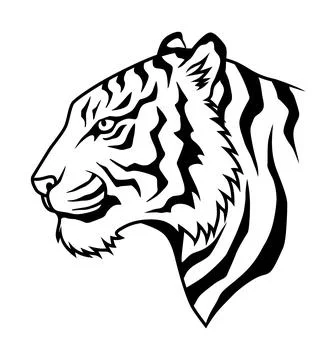 Tiger head icon in black and white. Tiger head design Stock Illustration